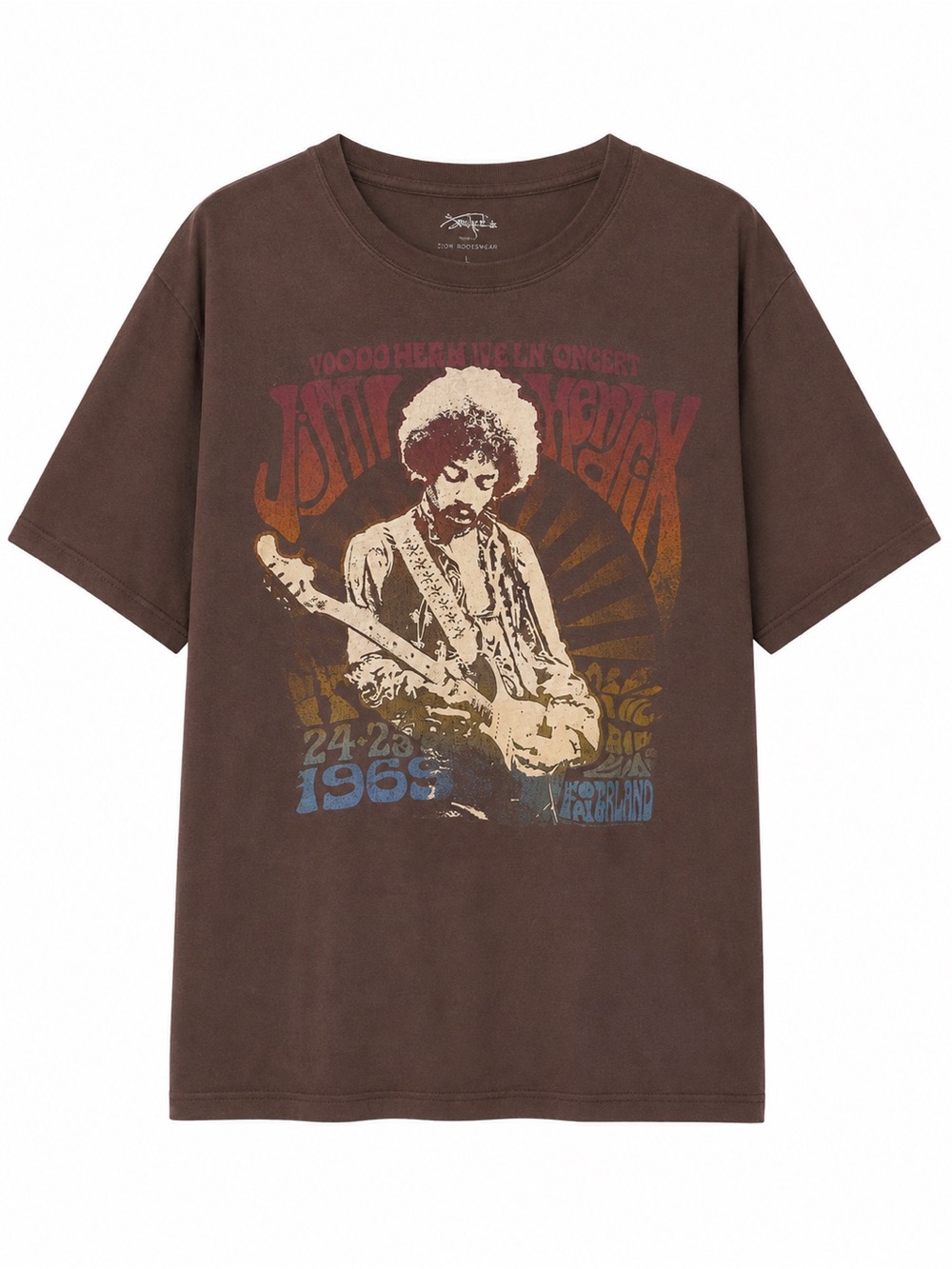 Silver Jeans Brown Vintage Jimi Hendrix Graphic Tee